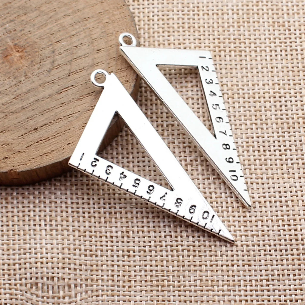 50x27mm 6g Antique Silver Zinc Alloy Triangle Ruler Charm Pendant for DIY Necklace Bracelet Jewelry