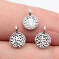 9.9x7.1mm 0.23g Antique Silver Zinc Alloy Dotted Small Round Disc Charm Pendant for DIY Jewelry
