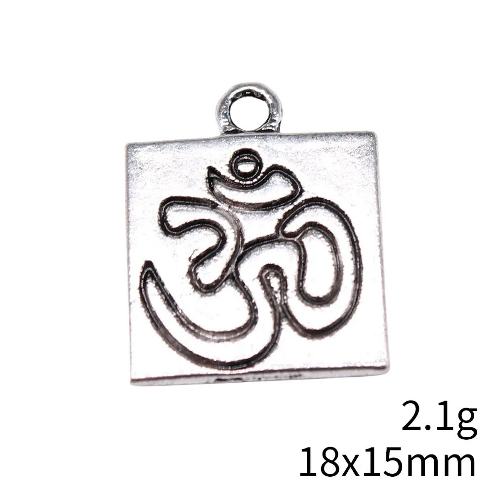 18x15mm 2.1g Antique Silver Zinc Alloy Om Charm Pendant for DIY Necklace Bracelet Jewelry Making