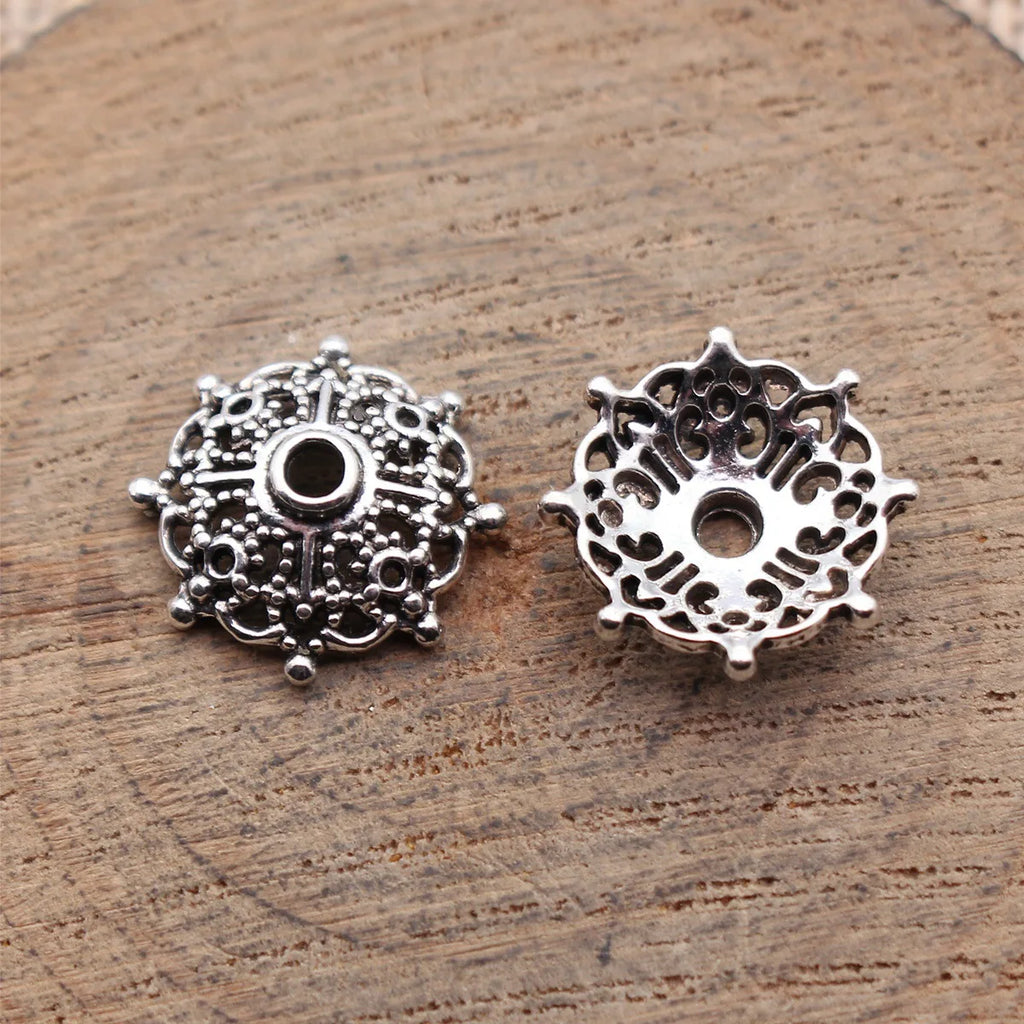 14x14x4.6mm 0.8g Multicolor Zinc Alloy Flower Bead Caps for DIY Beaded Bracelet Necklace Making