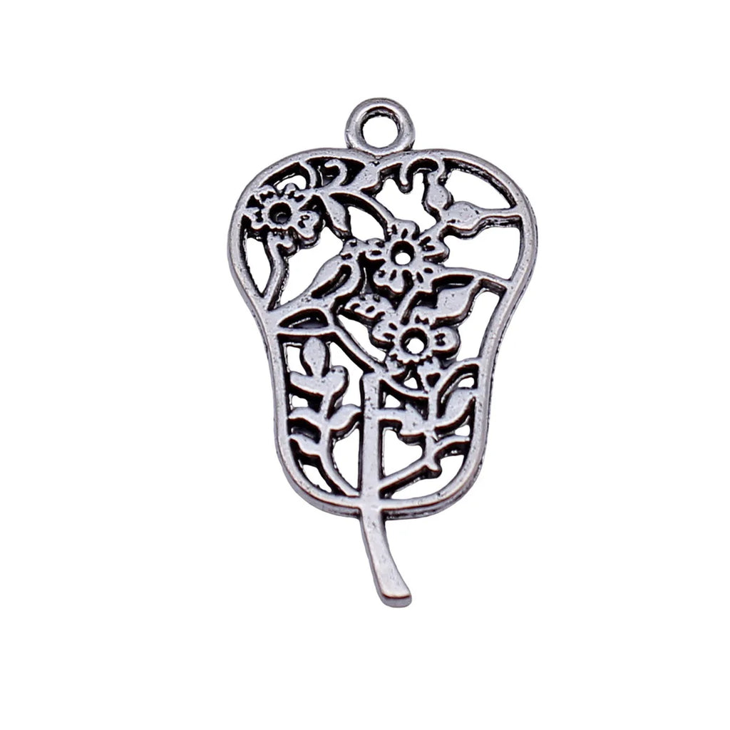 29x17mm 1.6g Antique Silver Zinc Alloy Plantain Fan Charm Pendant for DIY Necklace Jewelry Making