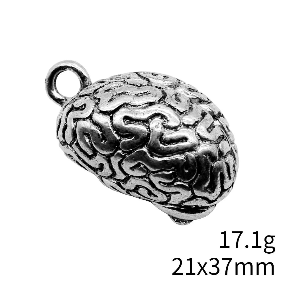 21x37mm 14.1g Antique Silver Zinc Alloy Anatomy Brain Charm Pendant for Necklace Jewelry Making