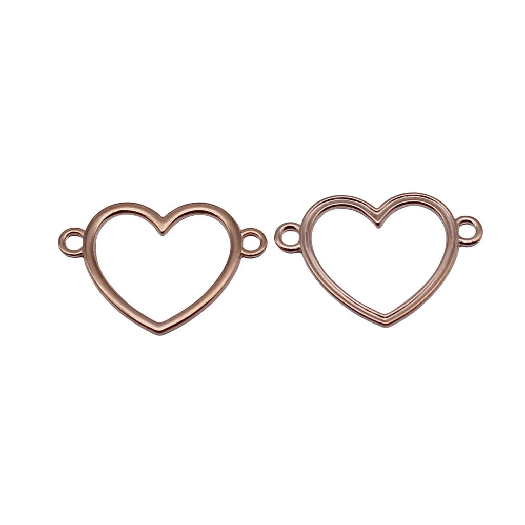 38x27mm 2.1g Multicolor Zinc Alloy Hollow Heart Connector Charm for DIY Bracelet Necklace Jewelry