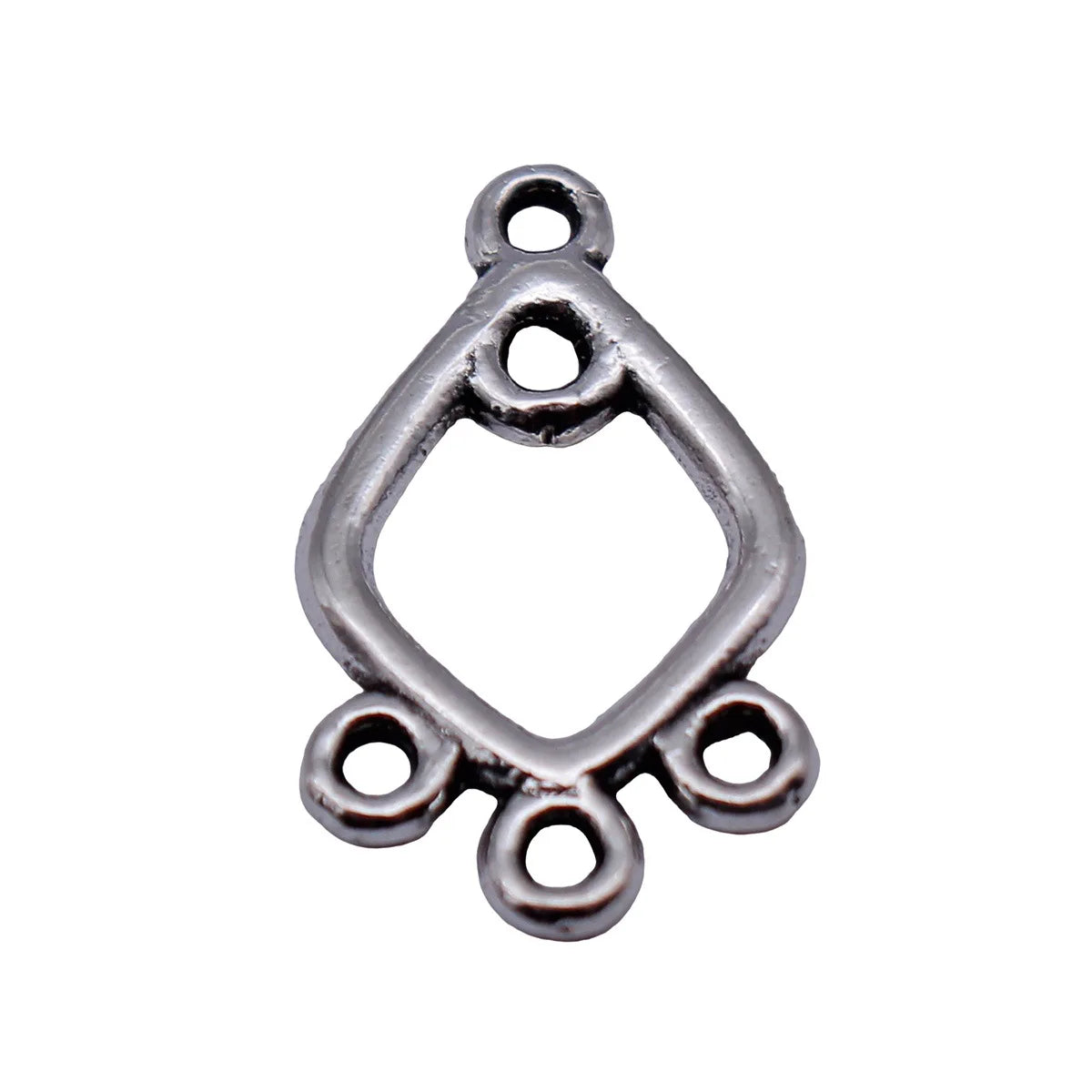 20x11mm 0.76g Antique Silver Tone Zinc Alloy Hollow Diamond Earring Connector Charms for DIY Earrings