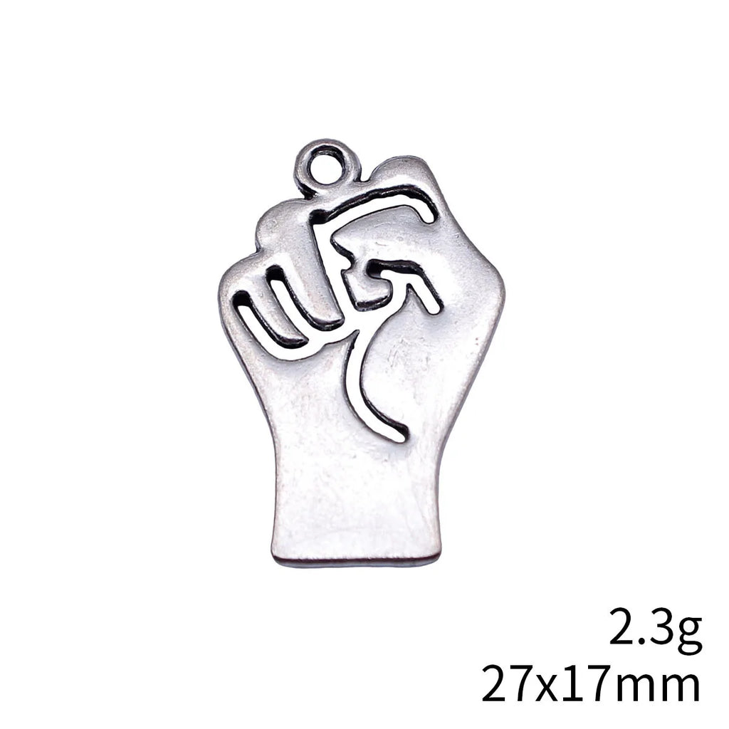 27x17mm 2.3g Antique Silver Zinc Alloy Fist Gesture Charm Pendant for DIY Necklace Bracelet Jewelry