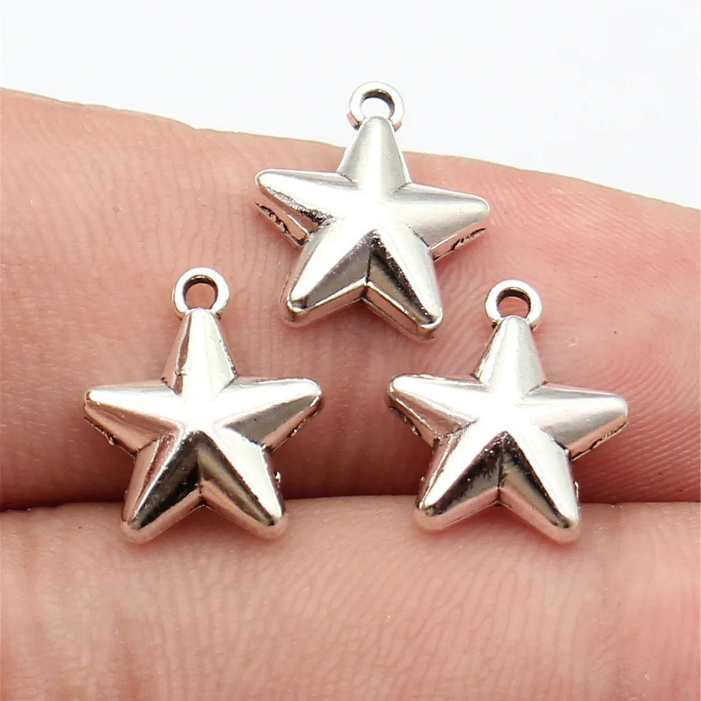 14x12mm 0.52g Antique Silver Zinc Alloy Star Charm Pendant for DIY Necklace Bracelet Jewelry Making