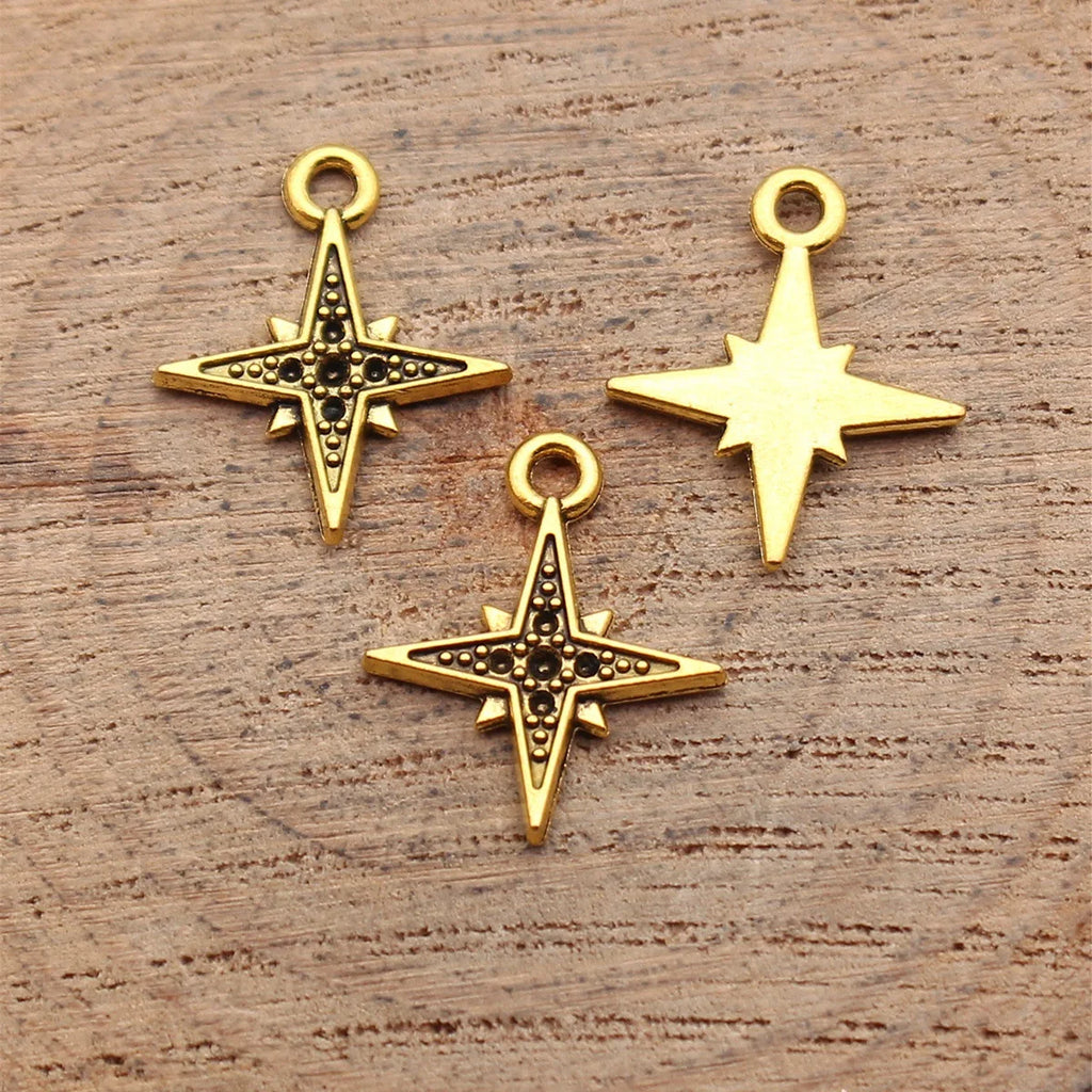 17x14mm 0.42g Multicolor Zinc Alloy Stone Setting Star Charm Pendant for Necklace Bracelet DIY Jewelry