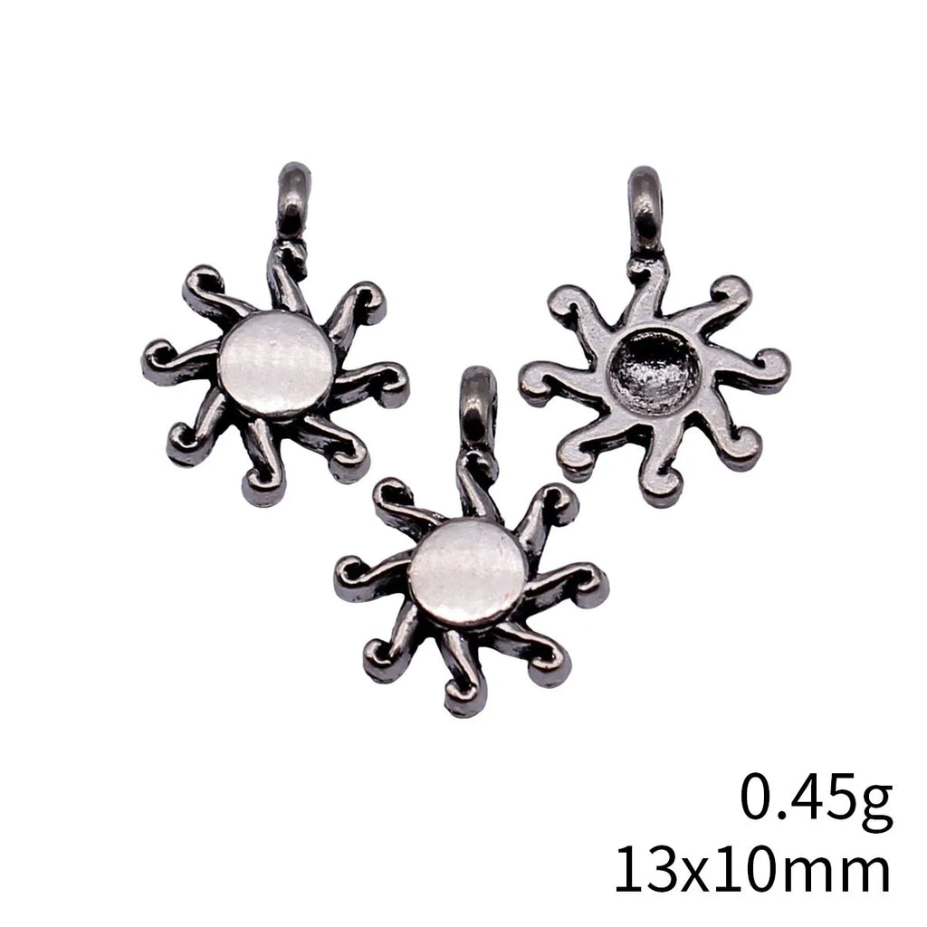 13x10mm 0.45g Antique Silver Zinc Alloy Sun Charm Pendant for DIY Necklace Bracelet Jewelry Making