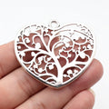 56x50mm 10.4g Antique Silver Zinc Alloy Hollow Heart Tree Charm Pendant for DIY Necklace Jewelry Making