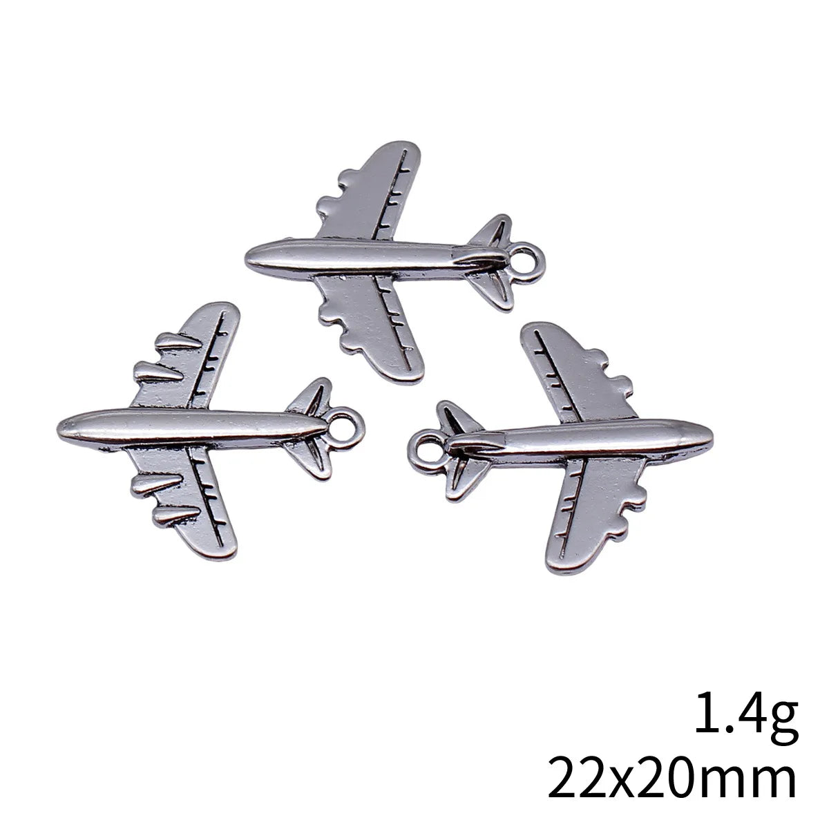 22x20mm 1.4g Antique Silver Zinc Alloy Airplane Charm Pendant for DIY Necklace and Bracelet Making