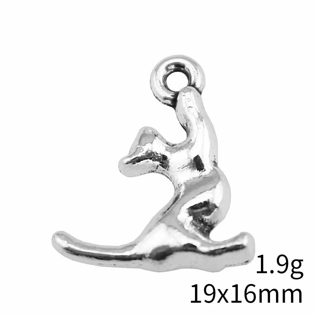 19x16mm 1.9g Multicolor Zinc Alloy Cat Charm Pendant for DIY Necklace and Bracelet Making