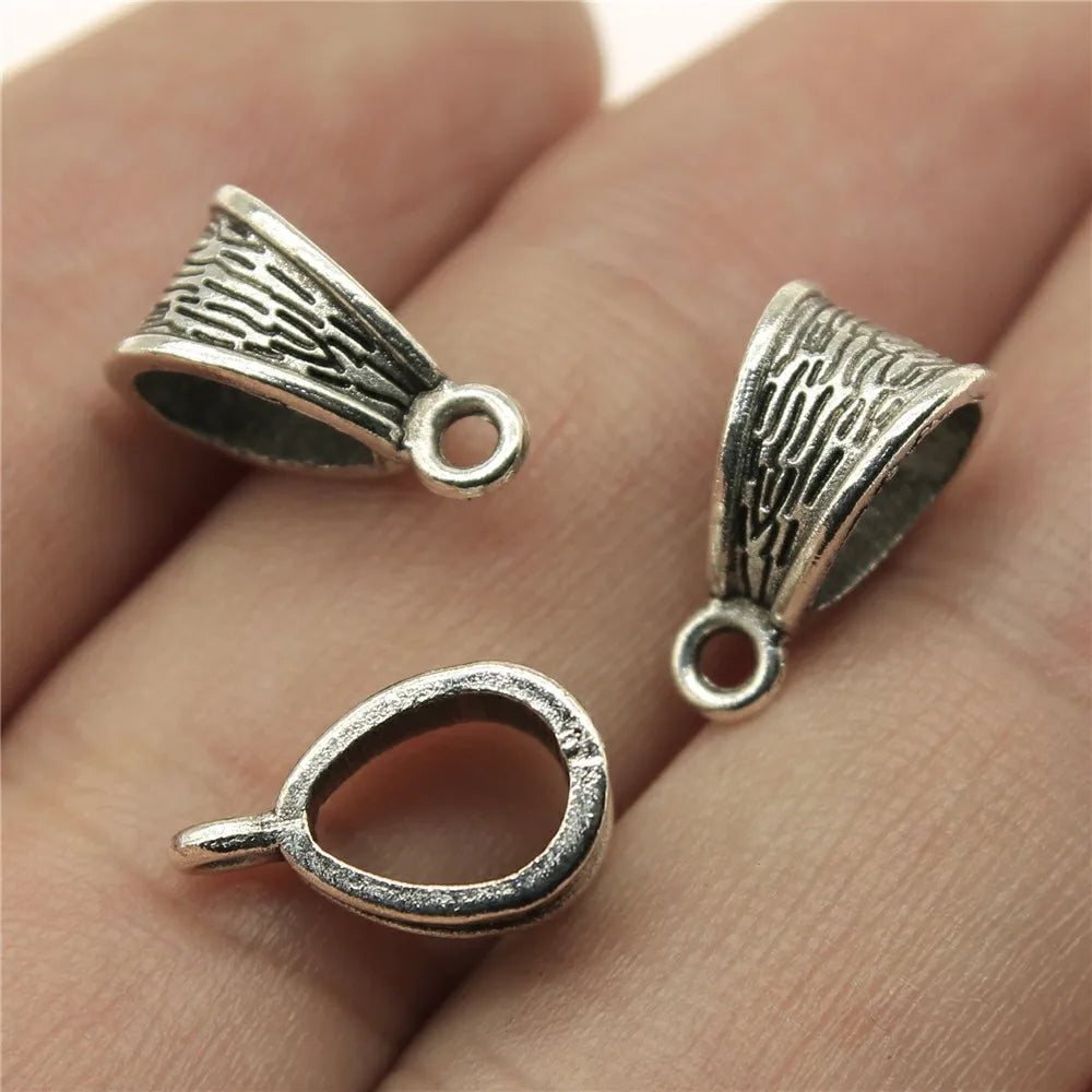 14x7x7mm 0.8g Antique Silver Zinc Alloy Pendant Bail Connector Findings for DIY Necklace Jewelry Making