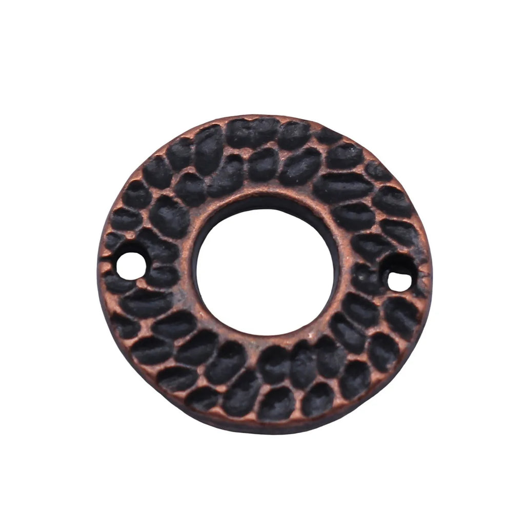 17x17mm 2.2g Antique Copper Zinc Alloy Hammered Round Ring Connector Charm for DIY Jewelry Making