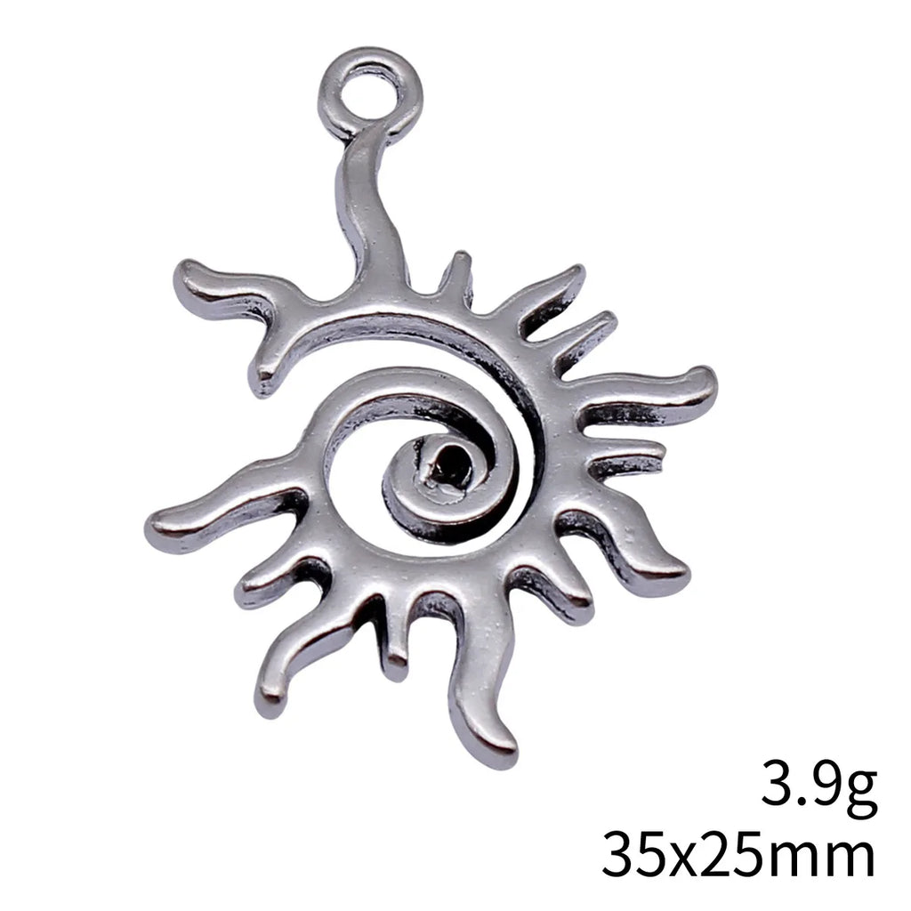 35x25mm 3.9g Antique Silver Zinc Alloy Swirl Sun Charm Pendant for DIY Necklace and Bracelet Making