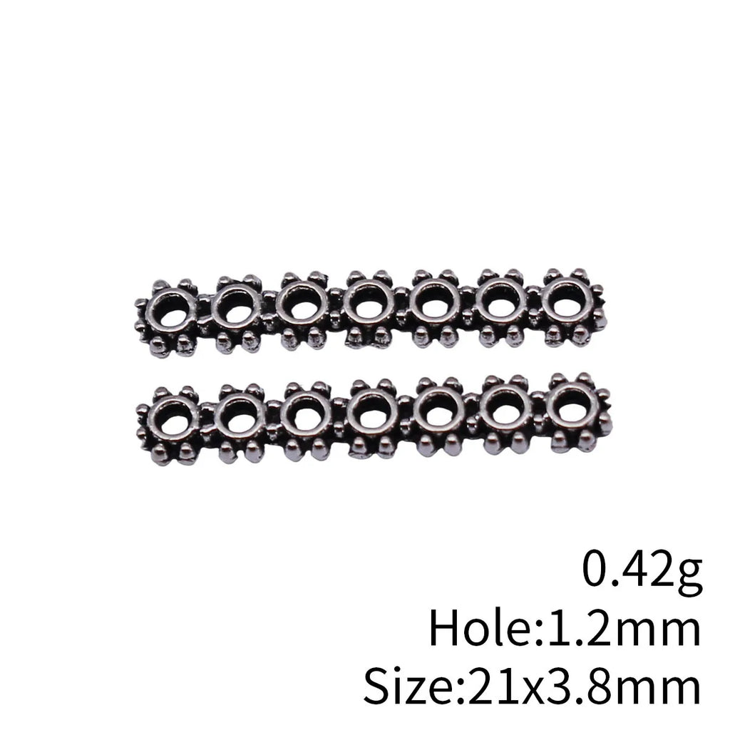 21x3.8mm 0.42g Antique Silver Zinc Alloy Seven Hole Bar Spacer Beads for DIY Bracelet Jewelry Making