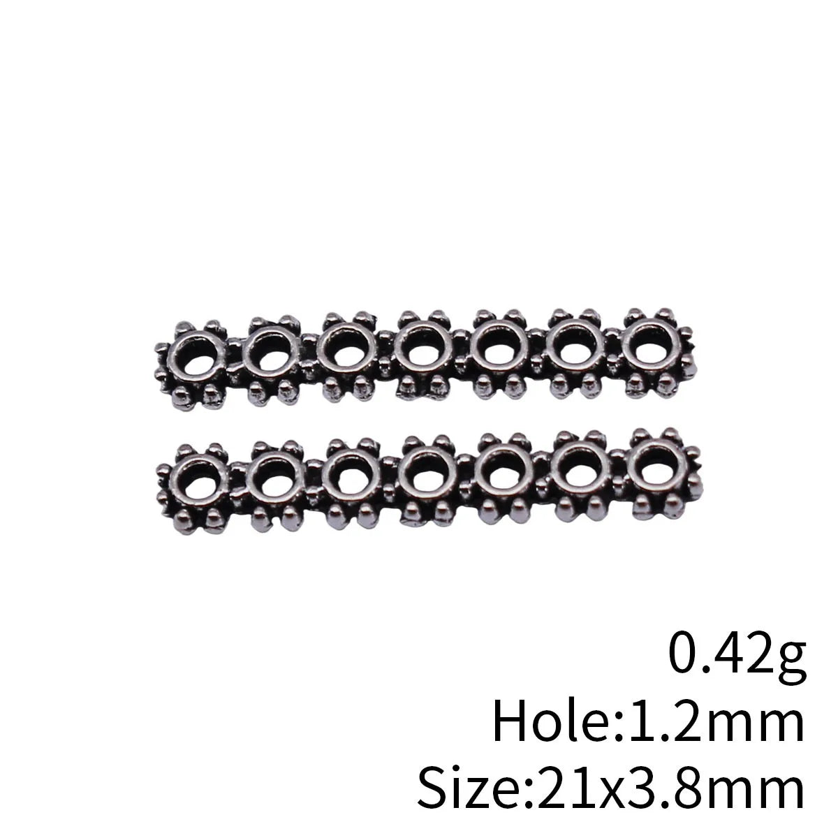 21x3.8mm 0.42g Antique Silver Zinc Alloy Seven Hole Bar Spacer Beads for DIY Bracelet Jewelry Making
