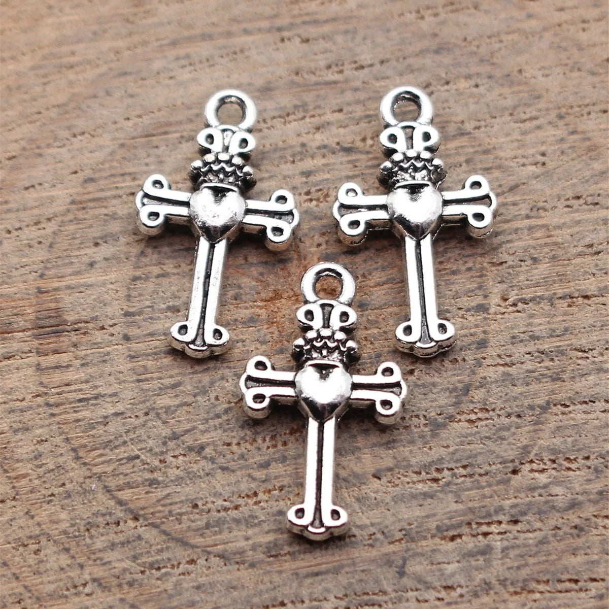17x9.8mm 0.63g Multicolor Zinc Alloy Heart Cross Charm Pendant for DIY Necklace Bracelet Making
