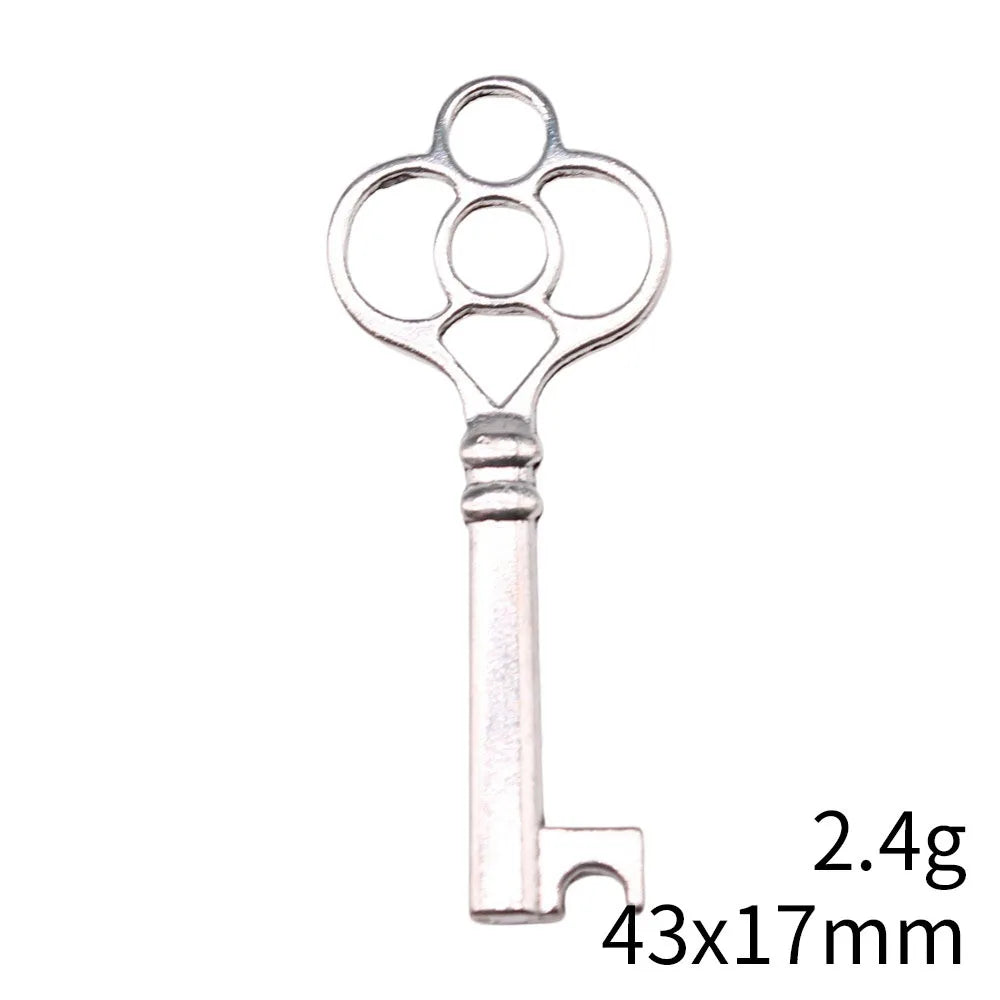 43x17mm 2.4g Antique Silver Zinc Alloy Key Charm Pendant for DIY Necklace Bracelet and Zakka Jewelry Making
