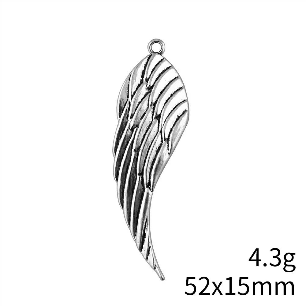 52x15mm 4.3g Antique Silver Zinc Alloy Wing Charm Pendant for DIY Necklace Bracelet Jewelry Making