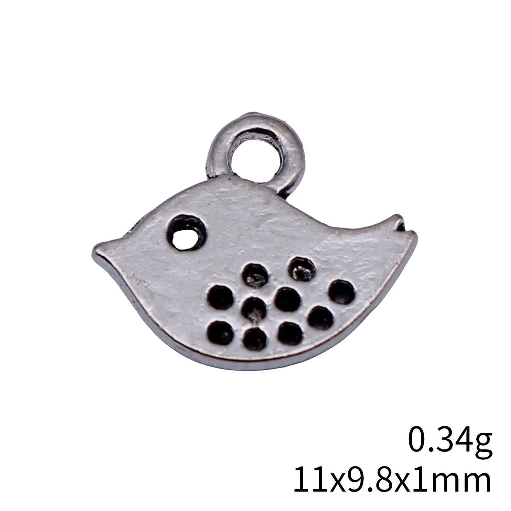 11x9.8x1mm 0.34g Multicolor Zinc Alloy Bird Charm Pendant for DIY Bracelet Necklace Jewelry Making