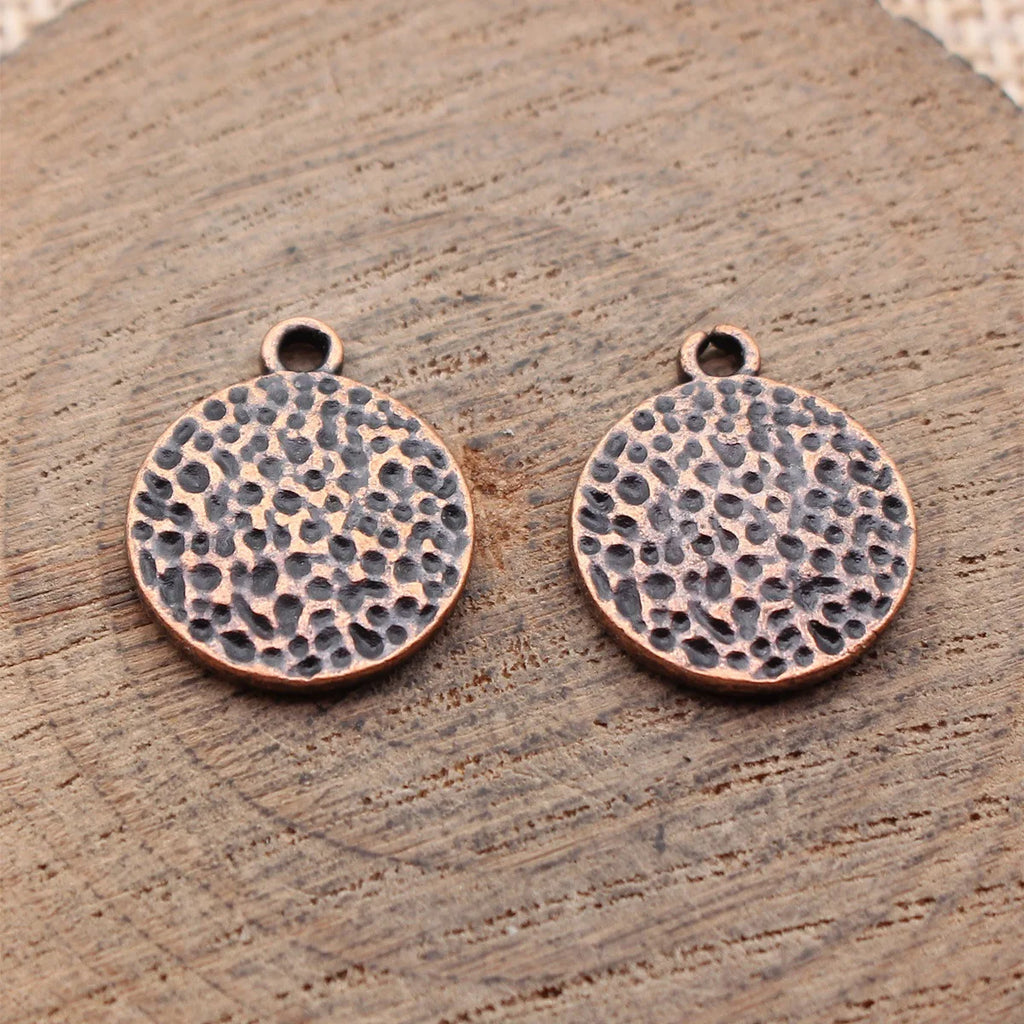 18x15mm 1.9g Multicolor Zinc Alloy Hammered Round Disc Charm Pendant for Necklace Earring Making
