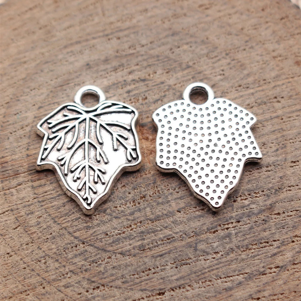 20x15mm 1.7g Antique Silver Zinc Alloy Leaf Charm Pendant for DIY Necklace Bracelet Making