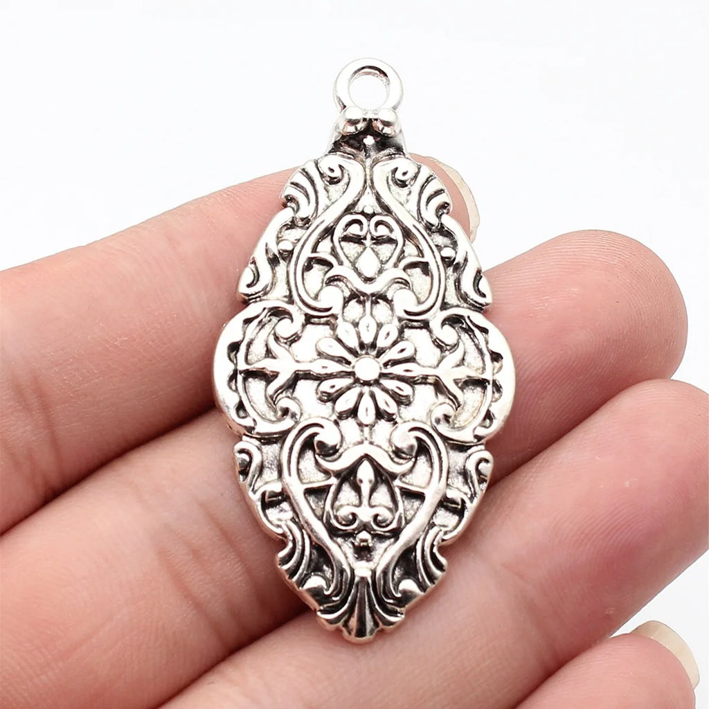 57x28mm 7.9g Multicolor Zinc Alloy Embossed Flower Charm Pendant for DIY Necklace Jewelry Making
