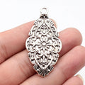 57x28mm 7.9g Multicolor Zinc Alloy Embossed Flower Charm Pendant for DIY Necklace Jewelry Making