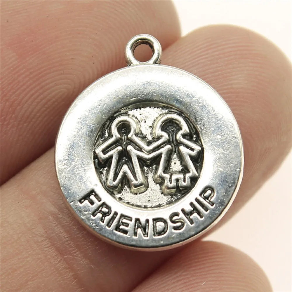 19x16mm 2.2g Antique Silver Zinc Alloy Hand in Hand Friendship Charm Pendant for Bracelet Making