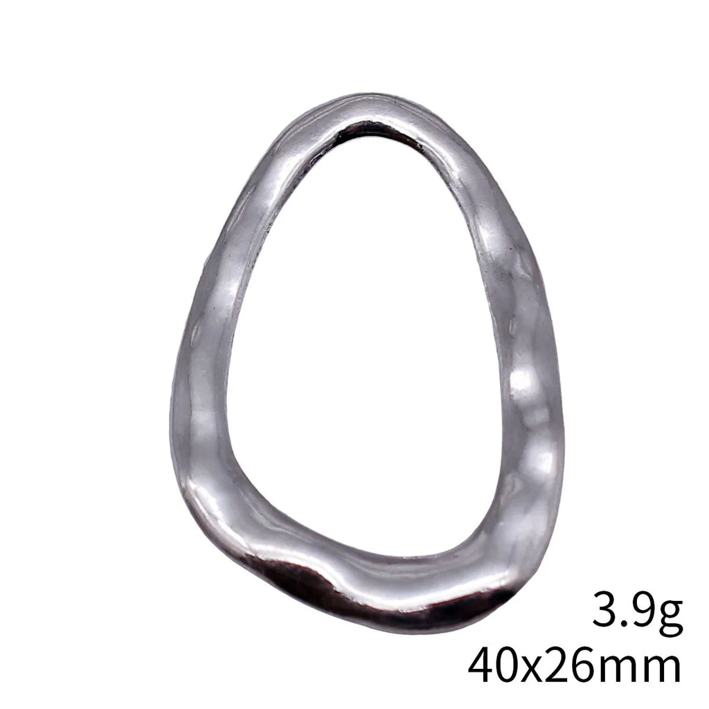 40x26mm 3.9g Antique Silver Zinc Alloy Hammered Geometric Openwork Hollow Charm Pendant for DIY Jewelry Making