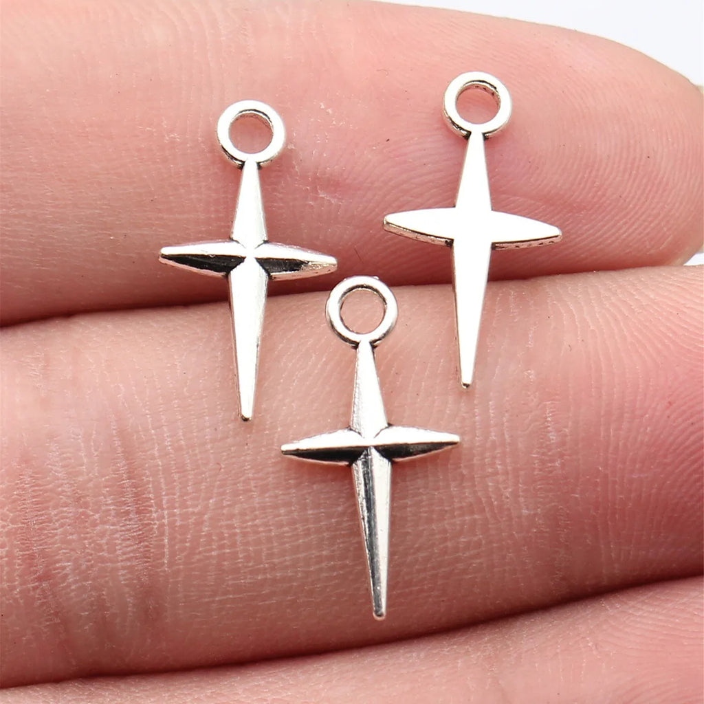 20x10mm 0.45g Multicolor Zinc Alloy Cross Star Charm Pendant for DIY Necklace Bracelet Jewelry