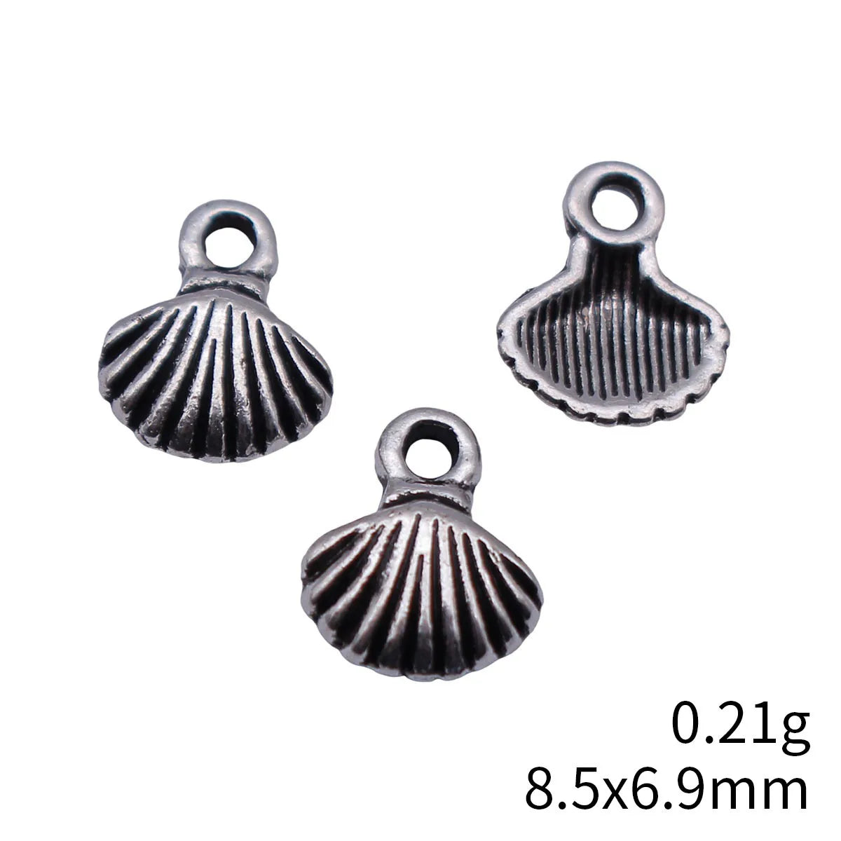 8.5x6.9mm 0.21g Antique Silver Zinc Alloy Shell Charm Pendant for DIY Necklace Bracelet Making