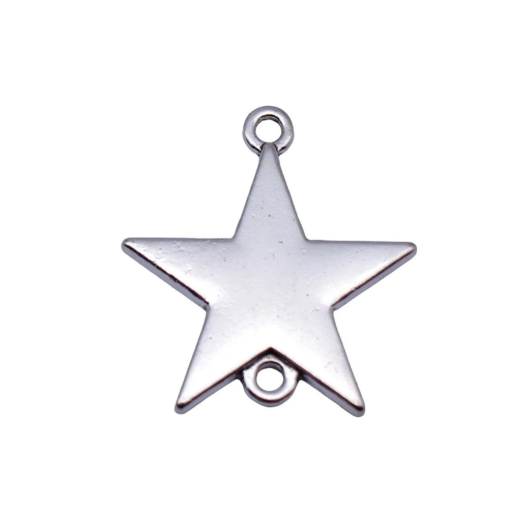 26x24mm 2.8g Antique Silver Tone Zinc Alloy Five-Point Star Connector Charm for DIY Bracelet Making