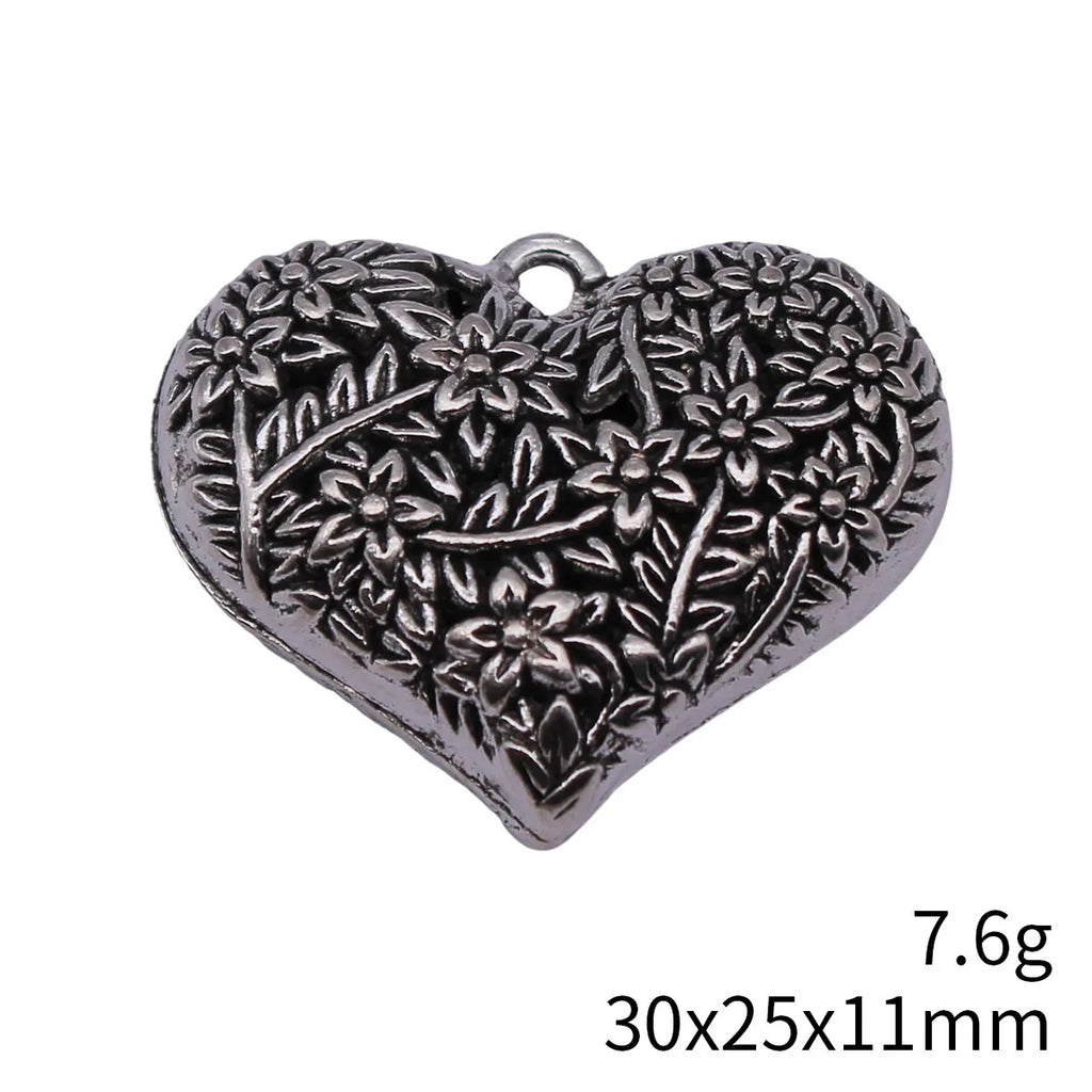 30x25x11mm 7.6g Antique Silver Zinc Alloy Hollow Floral Branch Heart Charm Pendant for DIY Jewelry Making