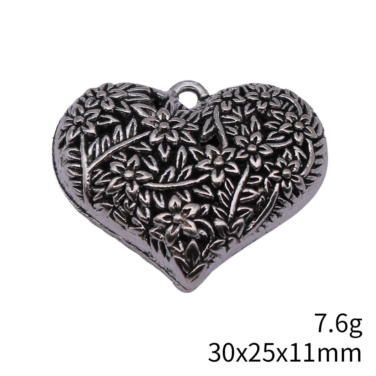 30x25x11mm 7.6g Antique Silver Zinc Alloy Hollow Floral Branch Heart Charm Pendant for DIY Jewelry Making