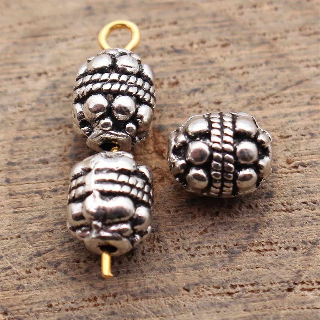 8x6.7x6.7mm 1.2g Antique Silver Zinc Alloy Dotted Spacer Beads Loose Metal Beads for DIY Jewelry Making