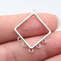 32x27mm 1.1g Multicolor Zinc Alloy Hollow Diamond Earring Connector Charms for DIY Earring Jewelry Making