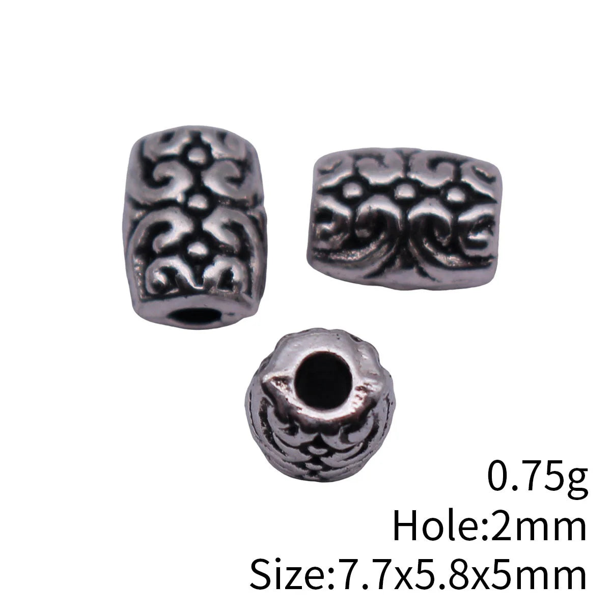 7.7x5.8x5mm 0.75g Multicolor Zinc Alloy Textured Loose Metal Spacer Beads for DIY Bracelet Jewelry Making