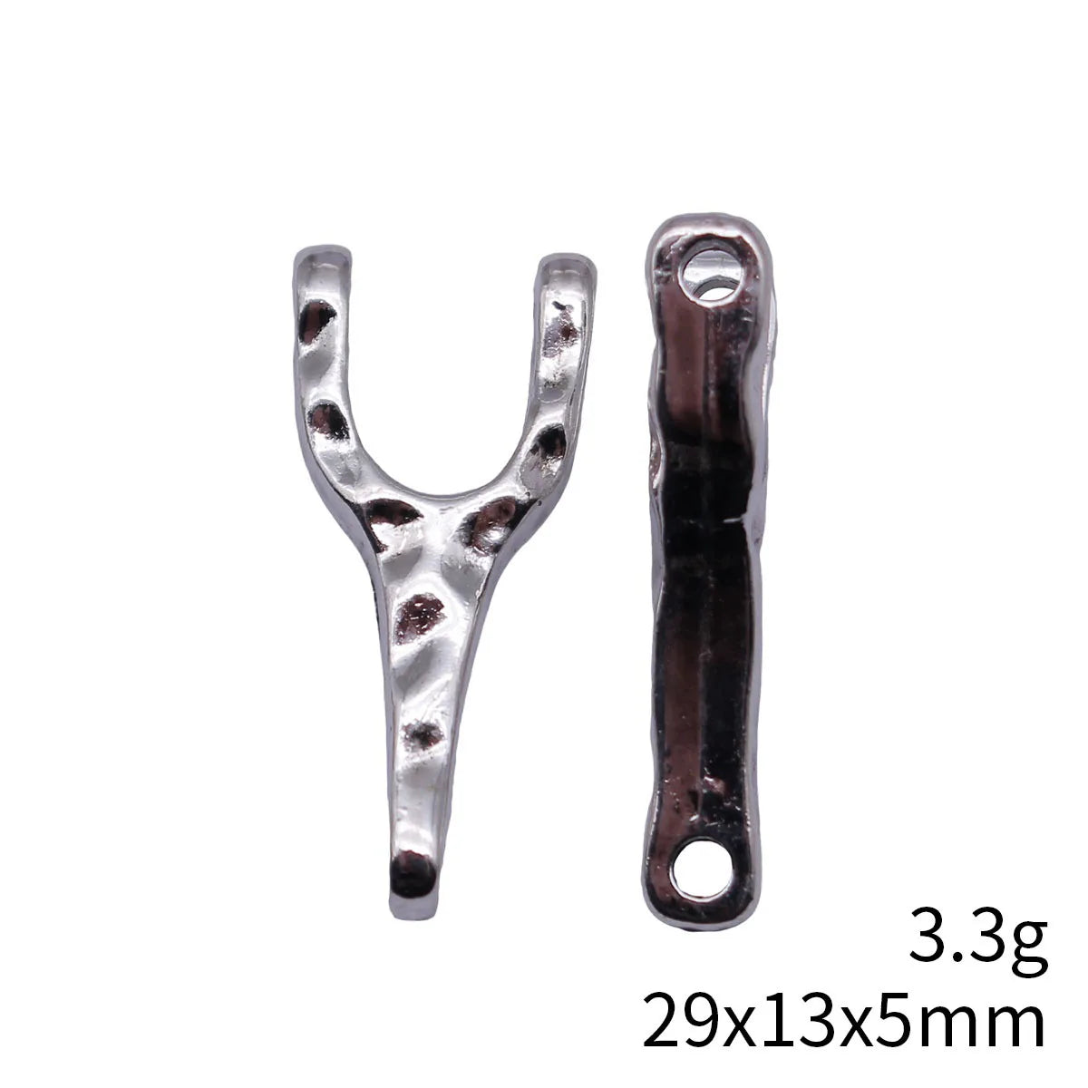 29x13x5mm 3.3g Antique Silver Zinc Alloy Hammered Wishbone Connector Charm for Bracelet Jewelry Making
