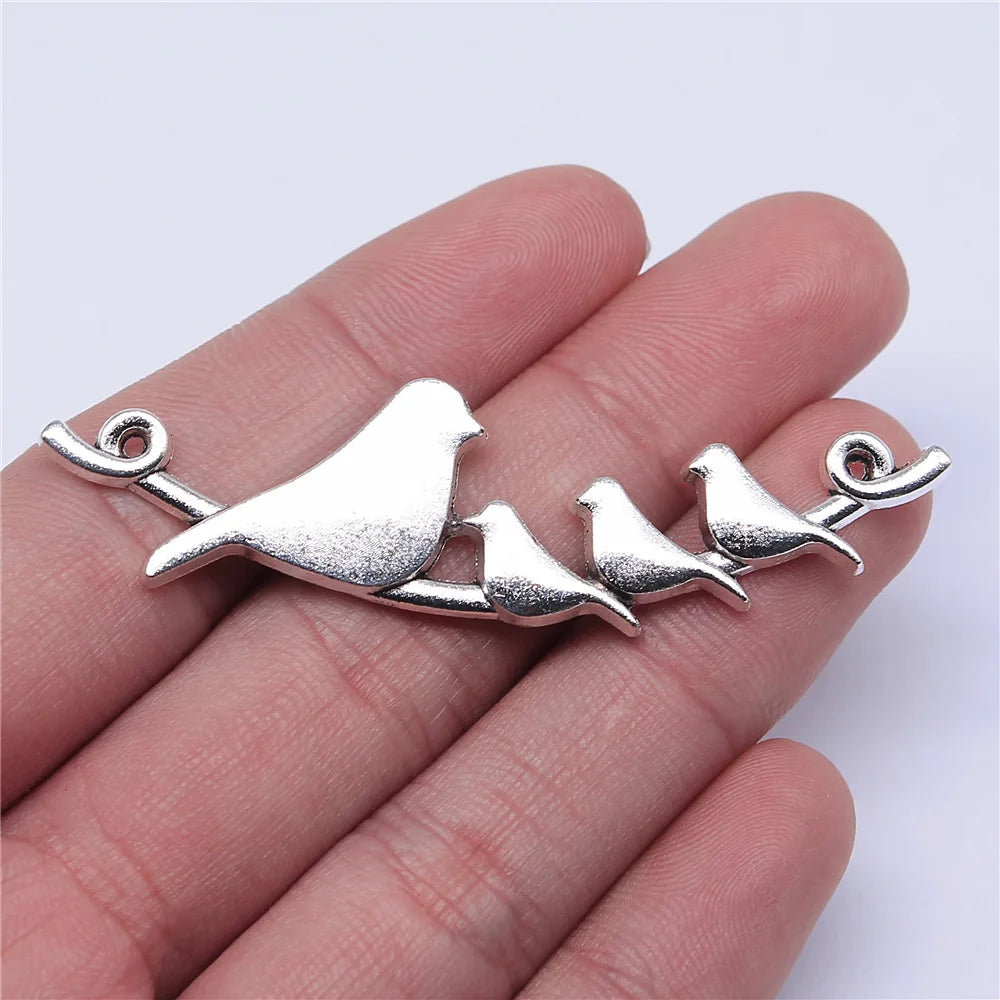 66x17mm 4.8g Multicolor Zinc Alloy Bird Connector Charm for DIY Bracelet Necklace Jewelry Making
