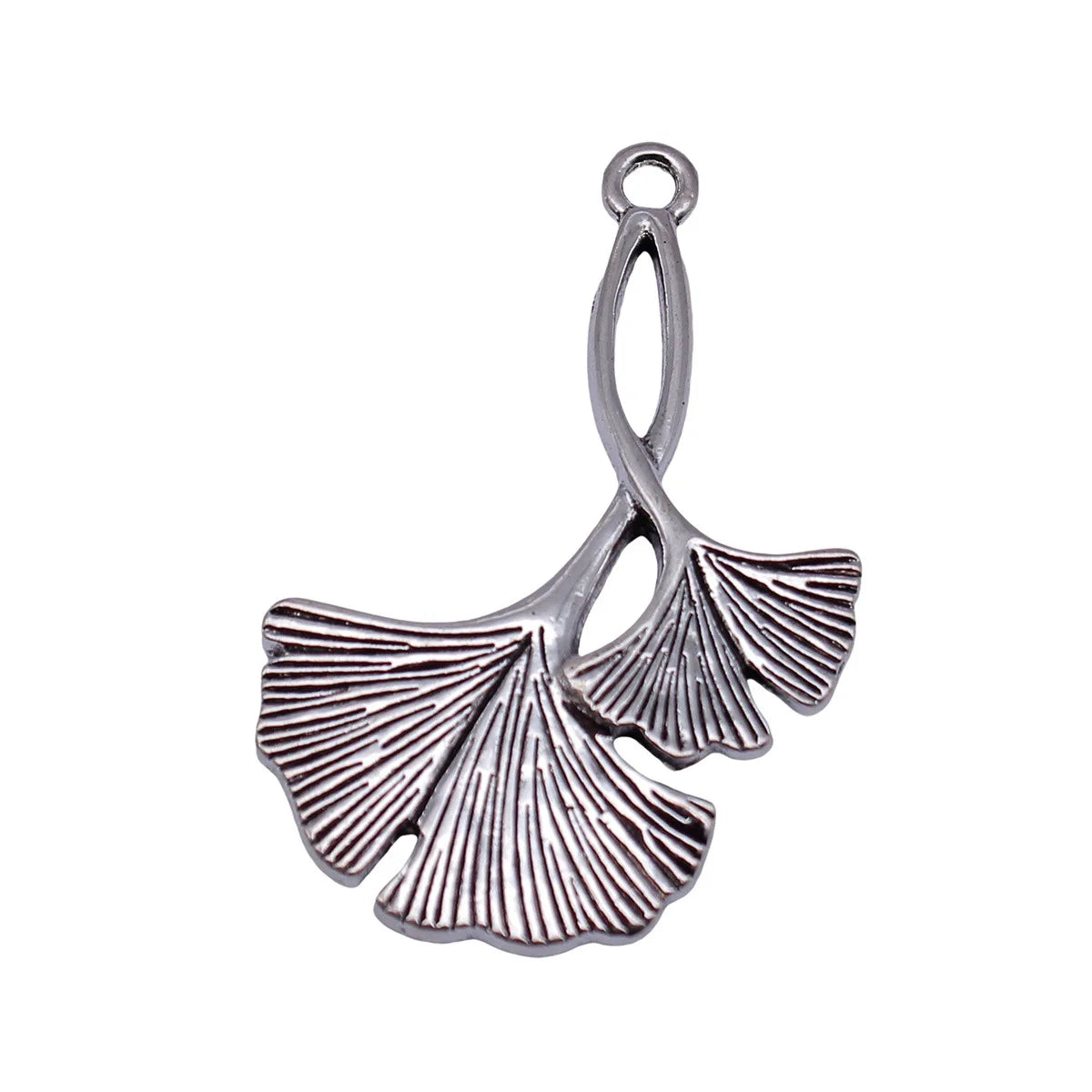 44x29mm 5g Antique Silver Zinc Alloy Ginkgo Leaf Charm Pendant for Botanical Jewelry Making