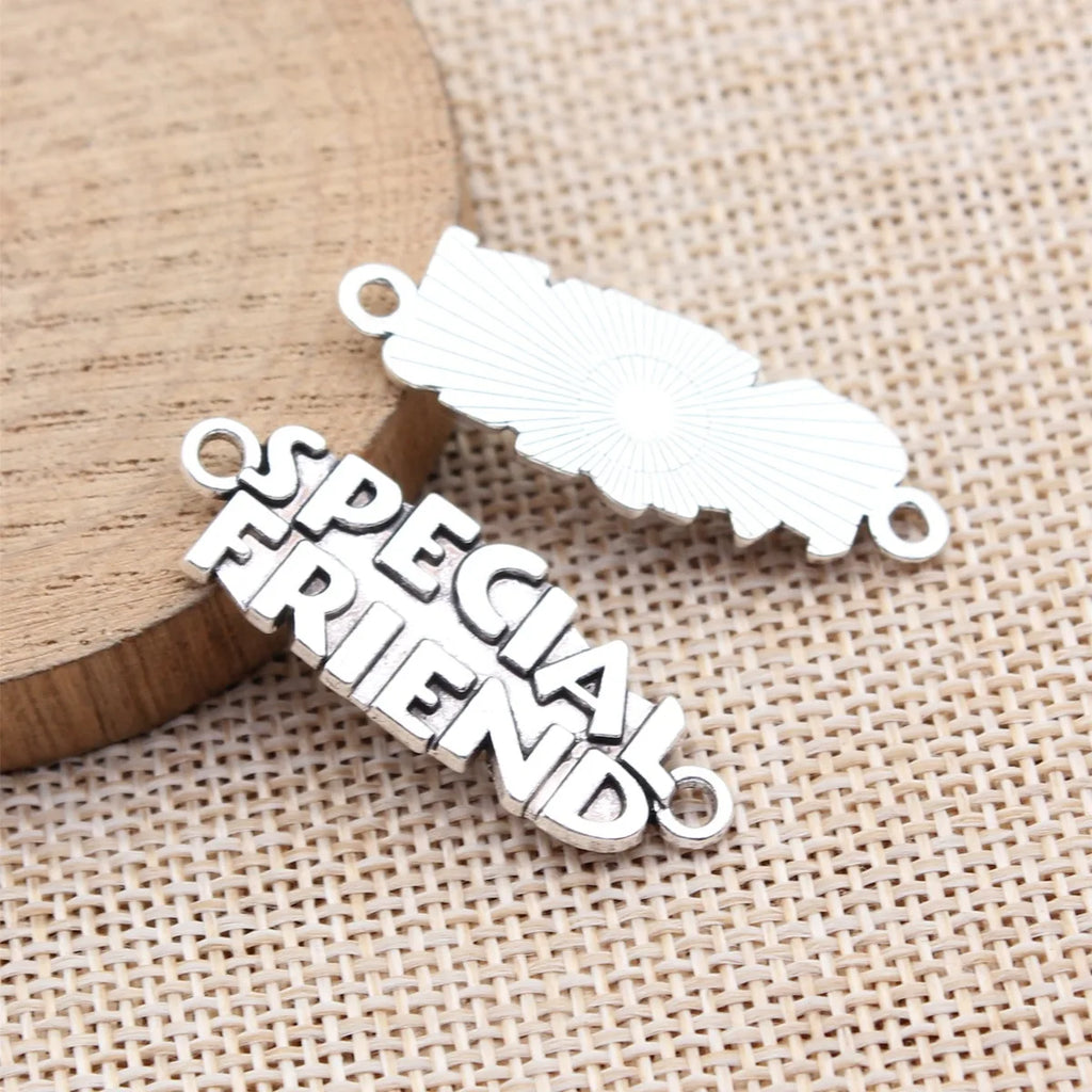 37x13mm 2.8g Antique Silver Zinc Alloy Special Friend Connector Charm for Bracelet Jewelry Making