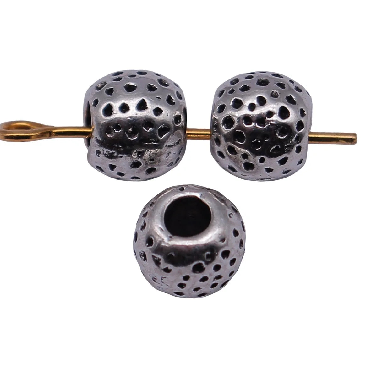 6.9x6.9x6mm 0.88g Antique Silver Zinc Alloy Textured Concave Dot Spacer Beads for Bracelet Jewelry Making