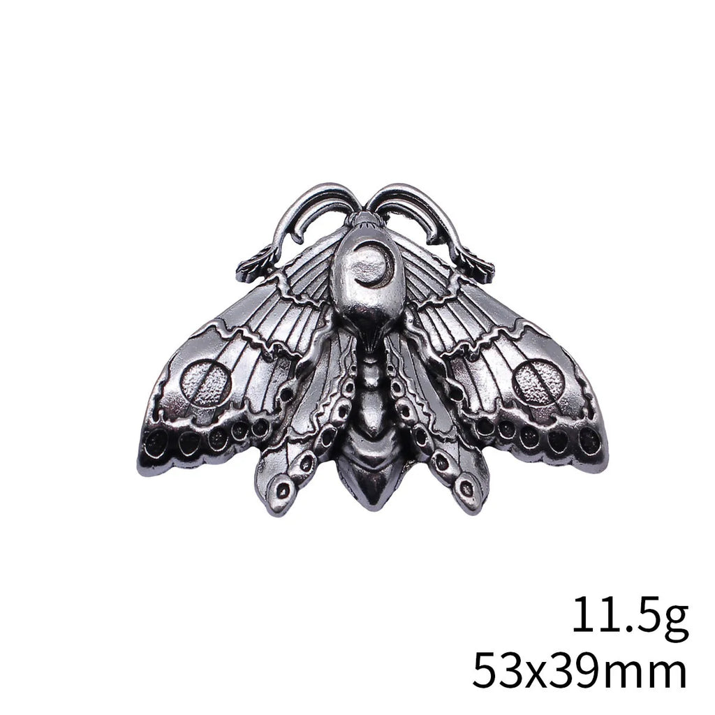 53x39mm 11.5g Antique Silver Zinc Alloy Moth Charm Pendant for DIY Necklace Jewelry Making
