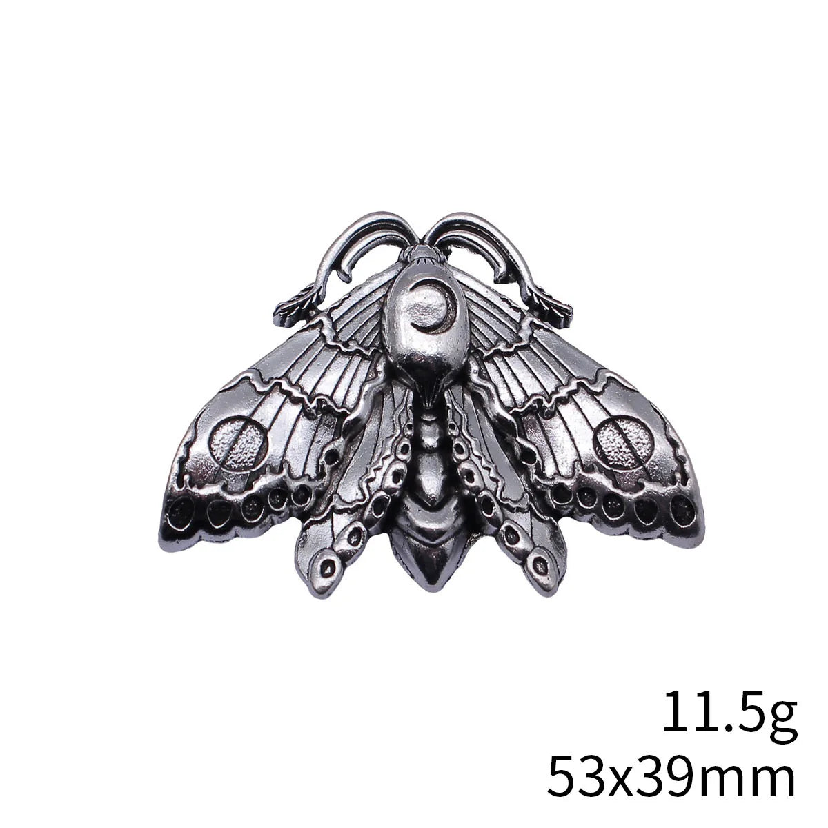 53x39mm 11.5g Antique Silver Zinc Alloy Moth Charm Pendant for DIY Necklace Jewelry Making