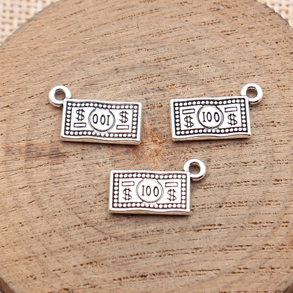 16x9.7mm 0.8g Antique Silver Zinc Alloy Dollar Charm Pendant for DIY Necklace Bracelet Jewelry Making