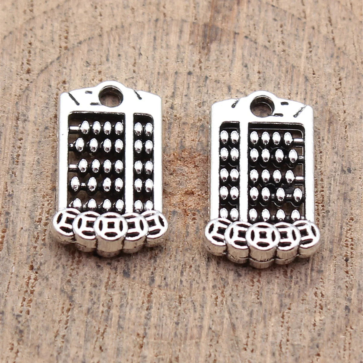 17x10mm 1.4g Antique Silver Zinc Alloy Chinese Coin Abacus Charm Pendant for DIY Jewelry Making