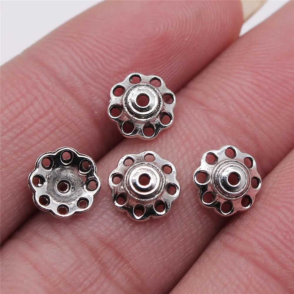8x8mm 0.3g Antique Silver Zinc Alloy Flower Bead Caps for DIY Bracelet Necklace Jewelry Making