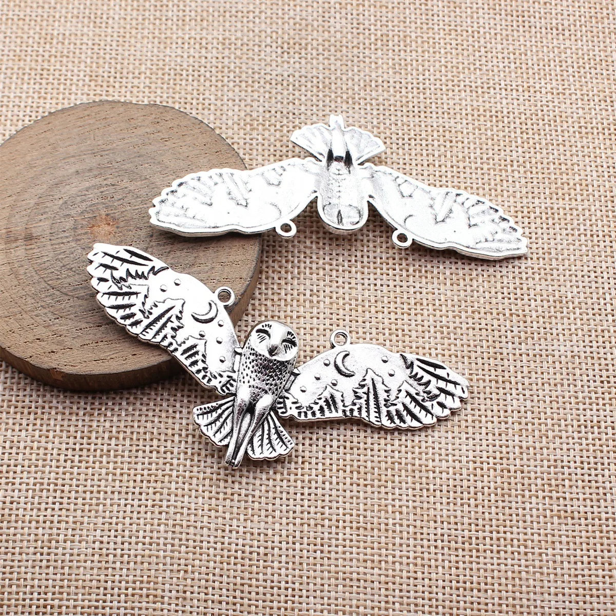 80x35mm 10.8g Antique Silver Zinc Alloy Owl Cat Charm Pendant for DIY Necklace Bracelet Jewelry Making