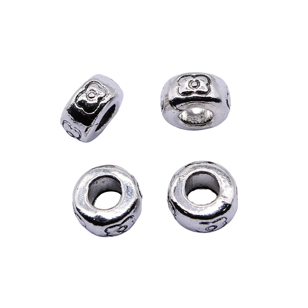 8x8x4mm 0.8g Antique Silver Zinc Alloy Carved Spacer Beads for DIY Bracelet Necklace Jewelry Making